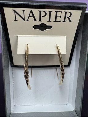 Napier Gold Twisted Hoop Earrings -